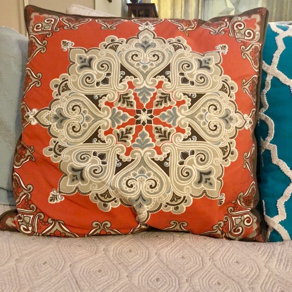 Orange Paisley Throw Pillow - Picture 2 of 3